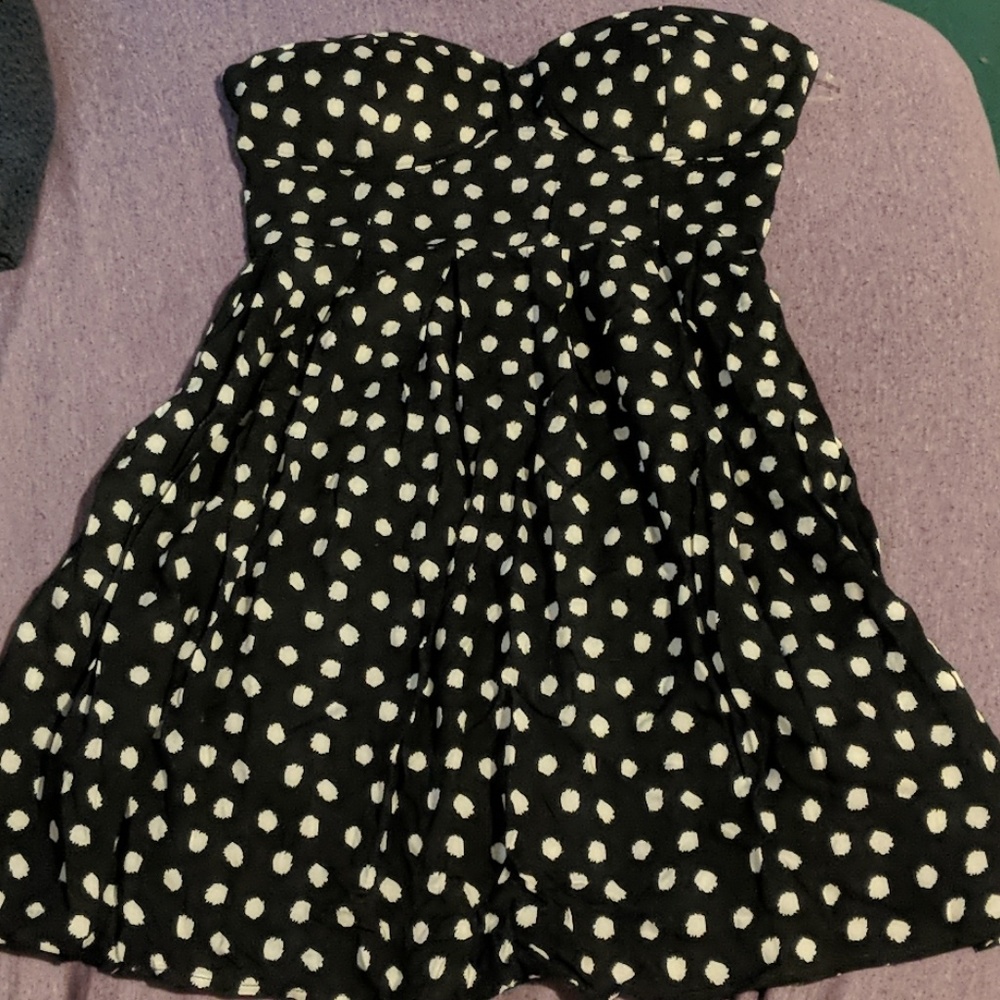 Strapless polka dot dress